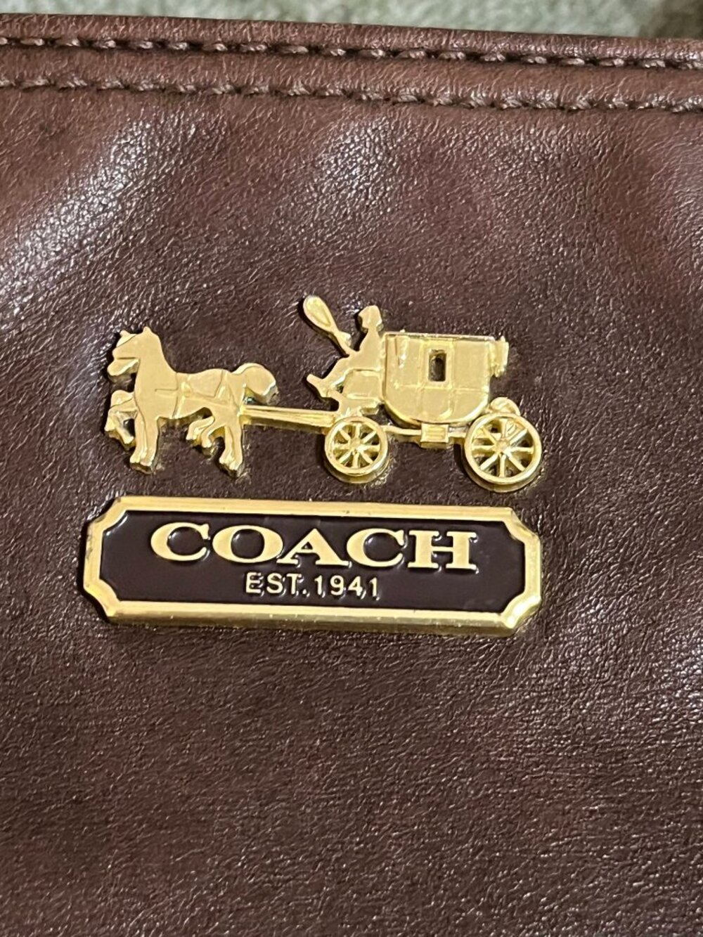 Coach Madison Mia Leather Tote Bag Brown Style Carriage 15740 Shoulder Bag flaws - Picture 3 of 14